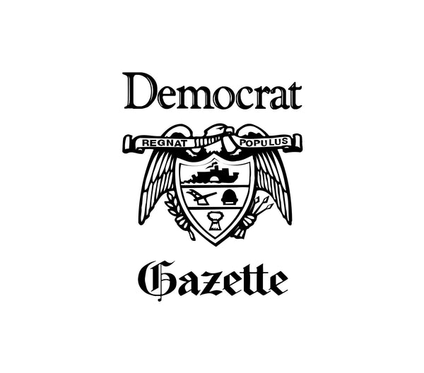 A logo of the Democrat Gazette.